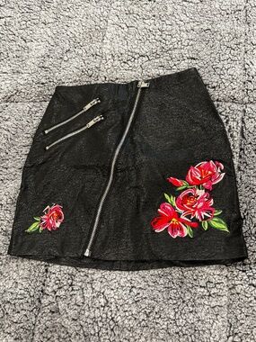 H&M Black Faux Leather Mini Skirt